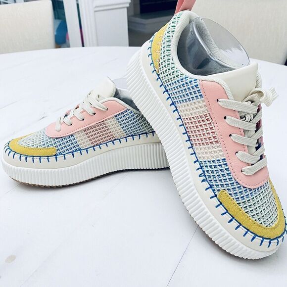 Nicole Miller  Mixed Media Platform NY Shoes Sneaker Women's  Size 8 Pastel New - Picture 2 of 10